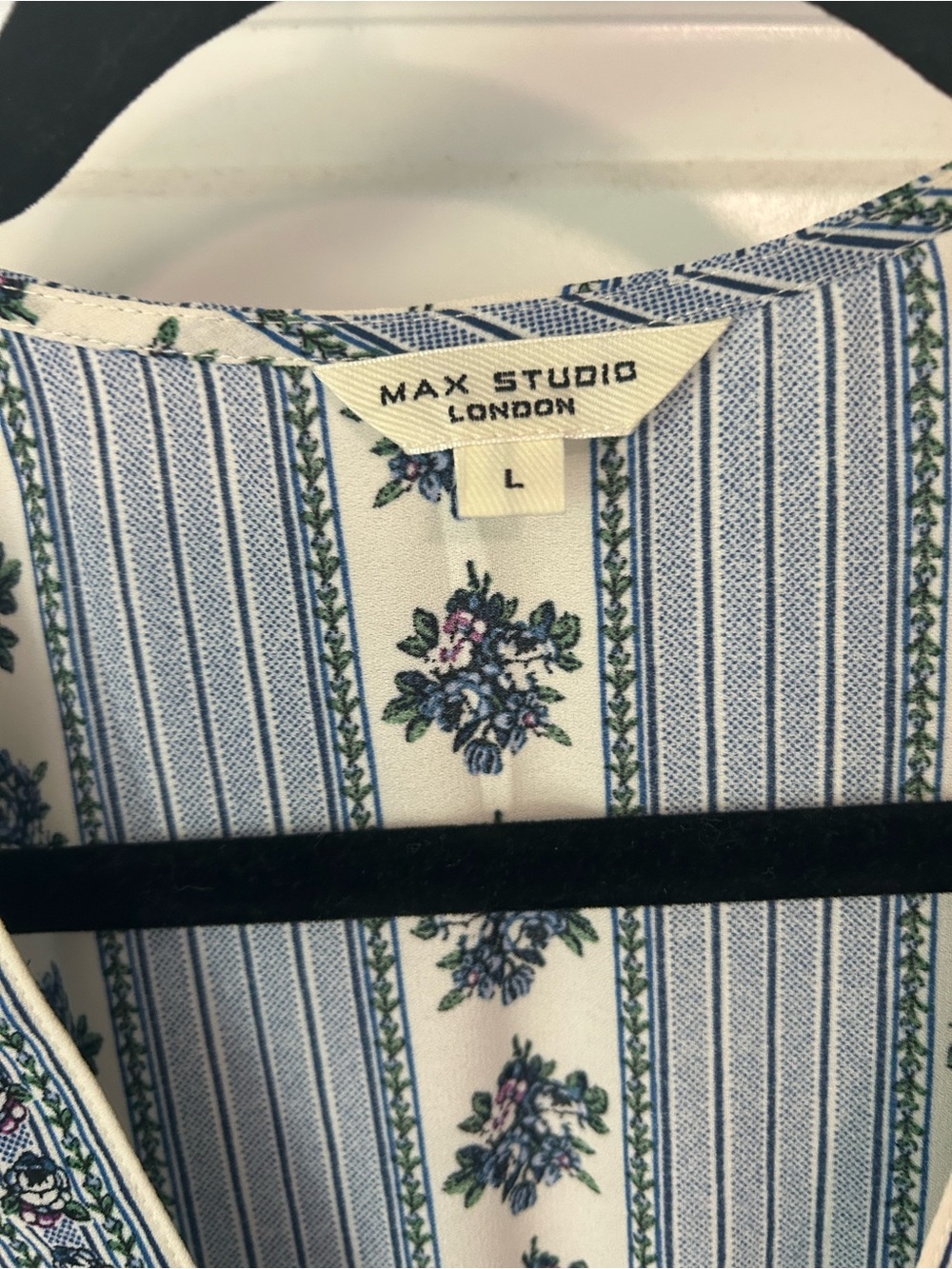 Max Studio Blue and White Striped Floral Maxi Dress - Picture 2 of 2